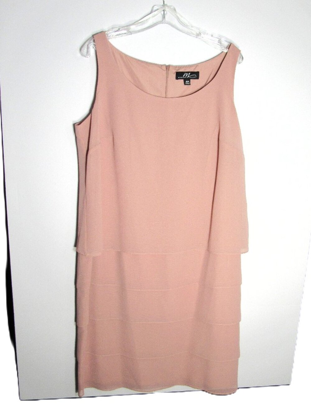 MIDNIGHT VELVET SOFT PINK DRESS 16W TIERED, LINED, 41" LONG, PIT TO PIT 21"